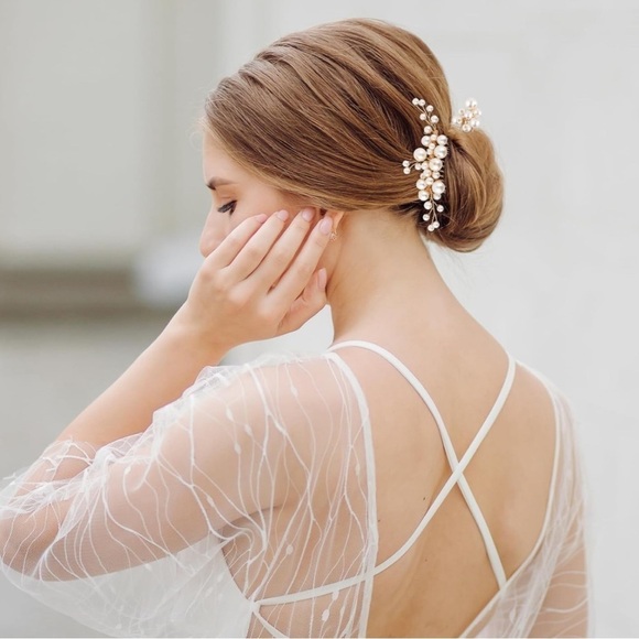 5 Pieces Pearl Hair Comb Gold Bridal Hair ✨✨✨? main image 4
